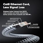 Cat 8 Ethernet Cable 30 FT, ARISKEEN 40Gbps 2000Mhz High Speed Cat8 Network LAN Patch Cord, Nylon Braided High Duty Shielded RJ45 Flat Internet Cable with 15 Clips for Indoor Outdoor - 30 Feet (Grey)