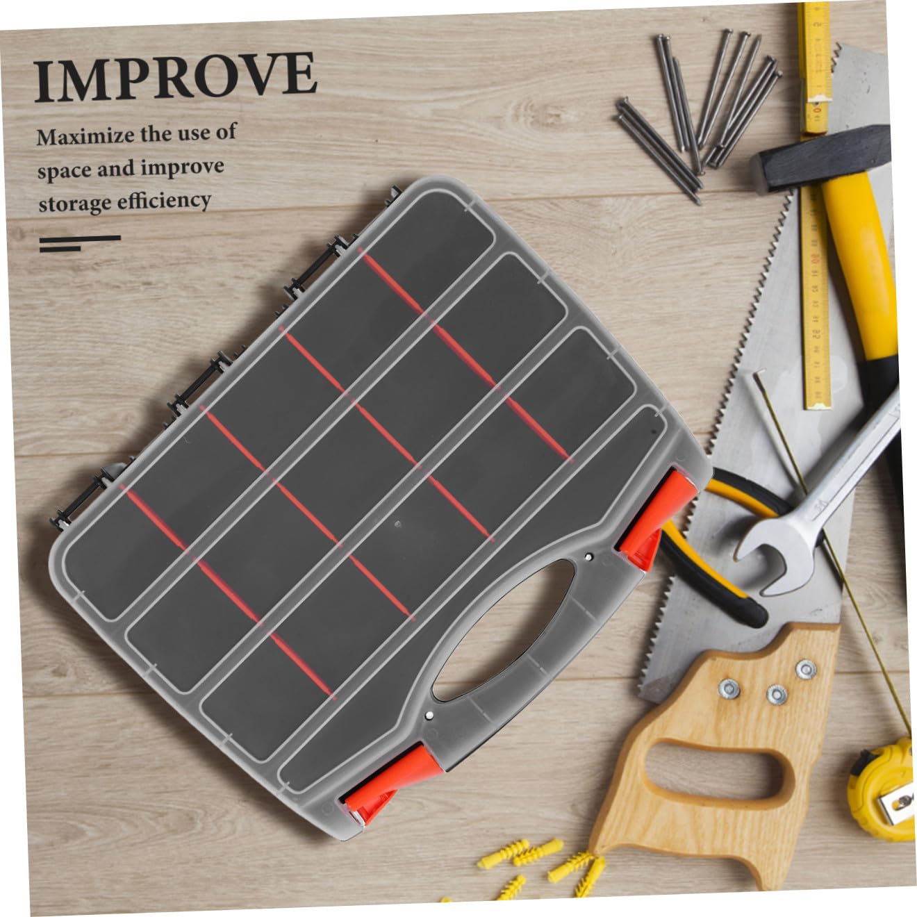 Scatola Portaoggetti in Plastica Con Maniglia Organizer Bifacciale e Divisori Rimovibili Per Viti Dadi Bulloni Chiodi e Piccole Parti