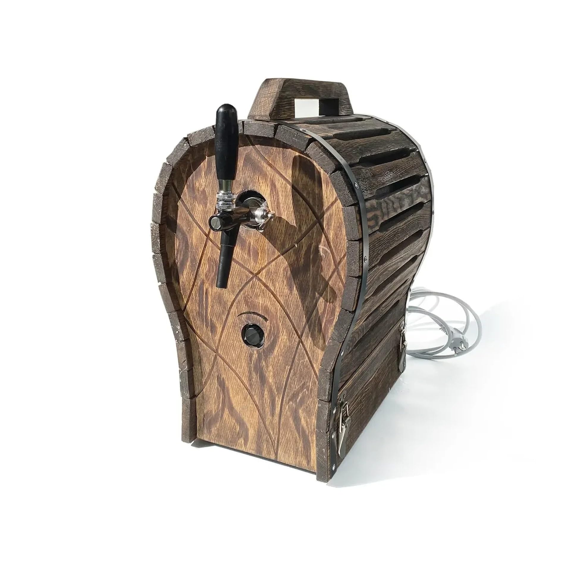 Barril de Madera Rústico para Sistema de Dispensación de Cerveza Jet 30, Cubierta Protectora 380x580x580mm, Fácil Instalación y Estilo Auténtico para Fiestas y Eventos