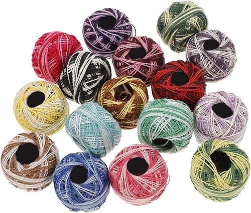 Juego de hilo de bordado de 16 colores, hilo de algodón para punto de cruz, manualidades, madejas de 1.76 pulgadas, suministros de arte multicolor