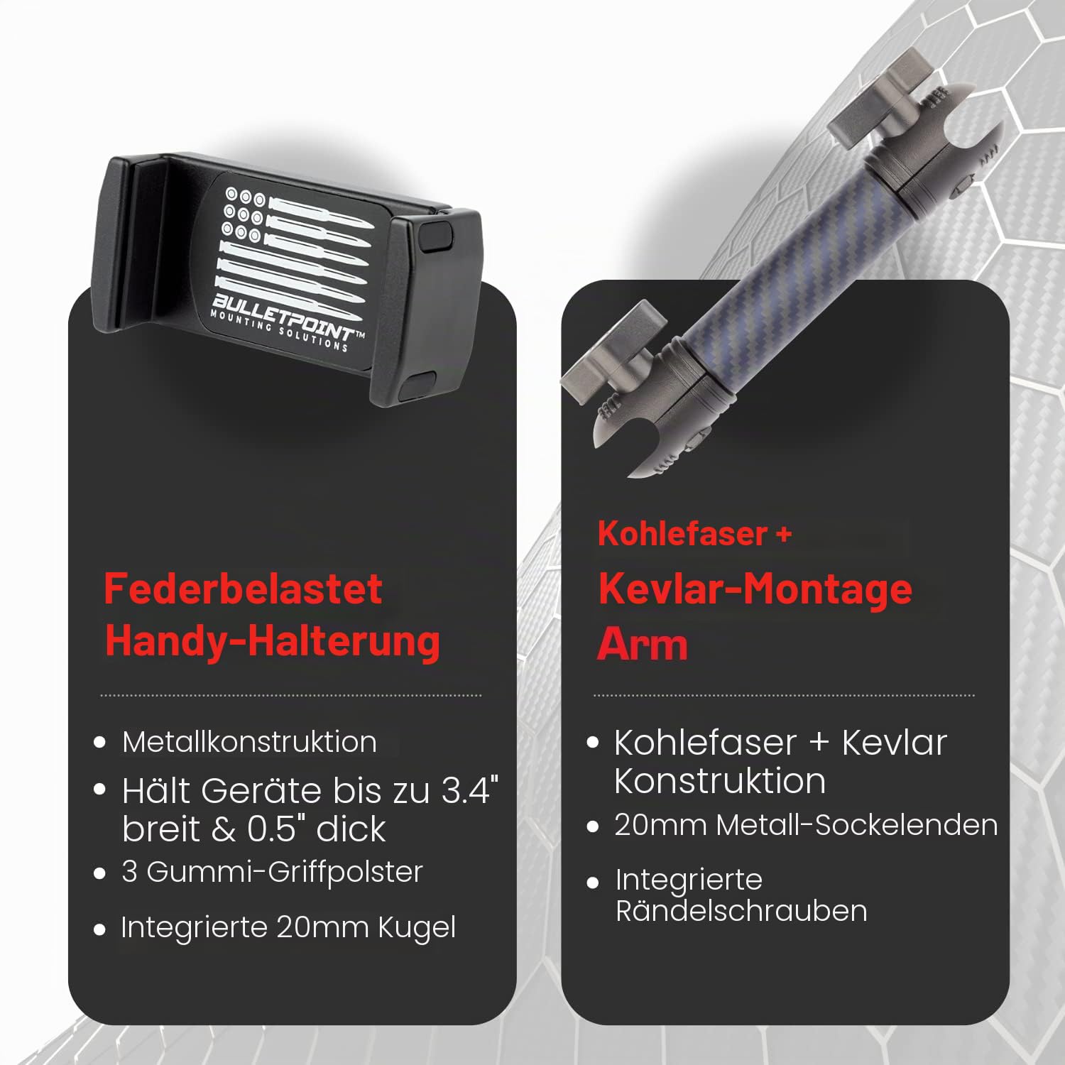 Bulletpoint RubiGrid Armaturenbrett-Halterung für Wrangler JL 2018–2023 (Nicht 4xe) + Gladiator 2020–2023 – Jeep-kompatible Multi-Geräte-Halterung