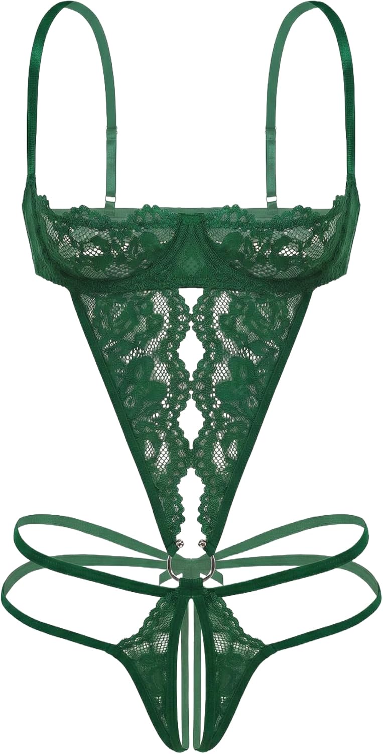 Avidlove Lingerie for Women with Underwire Sexy One Piece Lace Babydoll Bodysuit Deep V Teddy Lingerie - Image 2