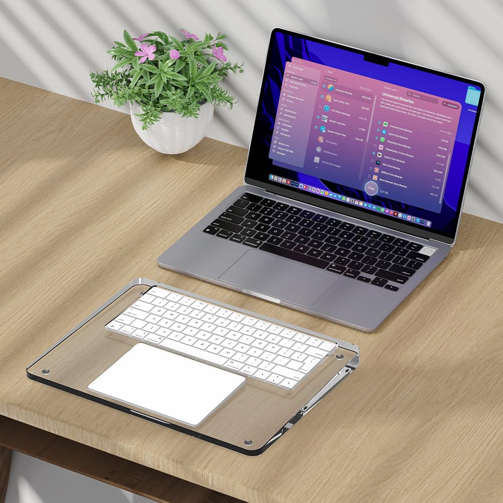Support en acrylique transparent et repose-poignet compatible avec Apple Magic Keyboard & Magic Trackpad 2/3, plateau de clavier ergonomique – Transparent (clavier et trackpad non inclus)