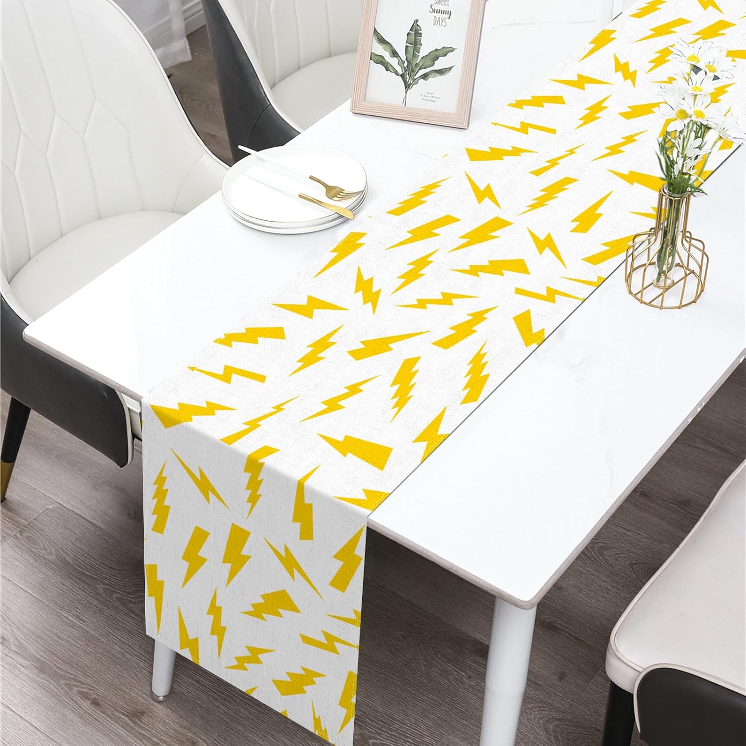 Lightning Bolt Table Runner Cartoon Themed Birthday Party Decoration Baby Showers Dining Room Home Kitchen Table Decor