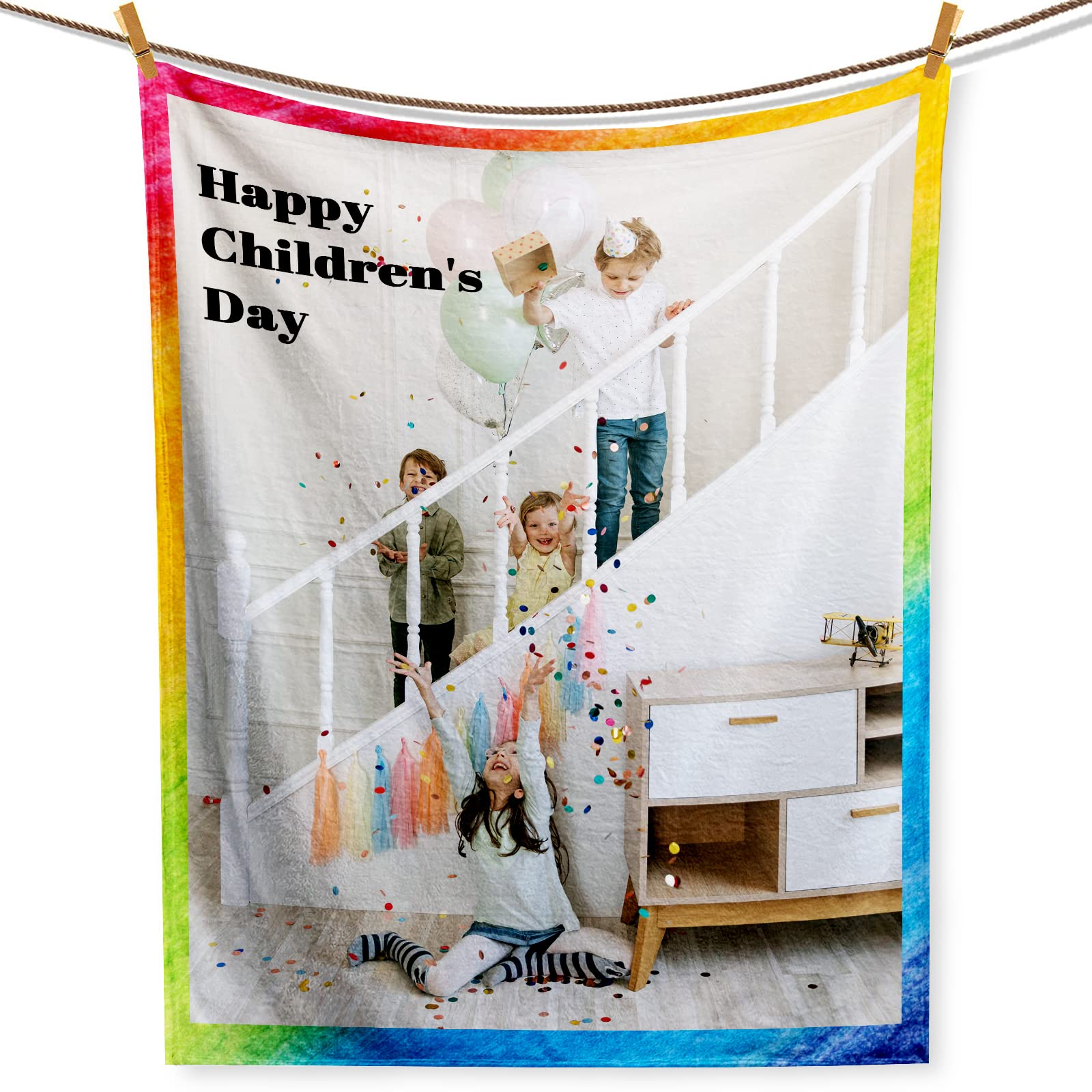 Cudiyst Colorful Personalised Photo Blanket Custom Photo Blanket With Your Own Photo/Text For Birthday,Christmas,Anniversary,Personalised Gifts For Father, Mother, Friends