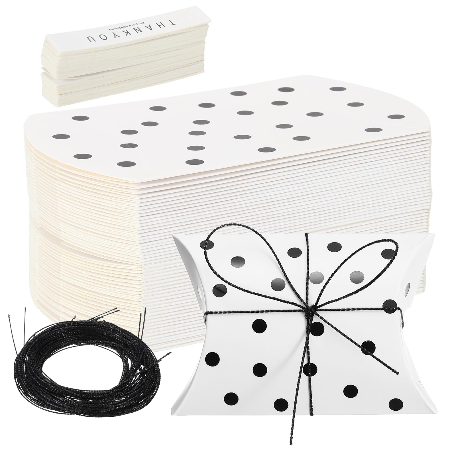PATIKIL Pillow Gift Boxes, (9.2 x 6.5 x 2.5cm, Black Foil Dot)(50Pcs)