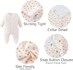 MAMIMAKA Baby Boy Girls Clothes 2-Way Zip Footed Long Sleeve Cotton Newborn Caps and Scratch Mittens Set