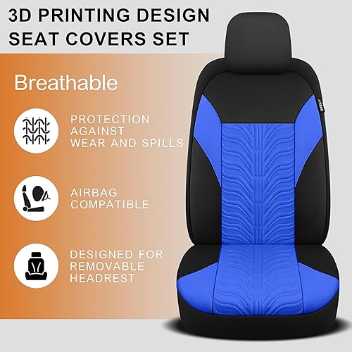 Miniatura 3 de CAROMOP Juego de fundas de asiento delantero de automóvil, lavables y transpirables, fundas de asiento de tela de alta calidad para automóviles,