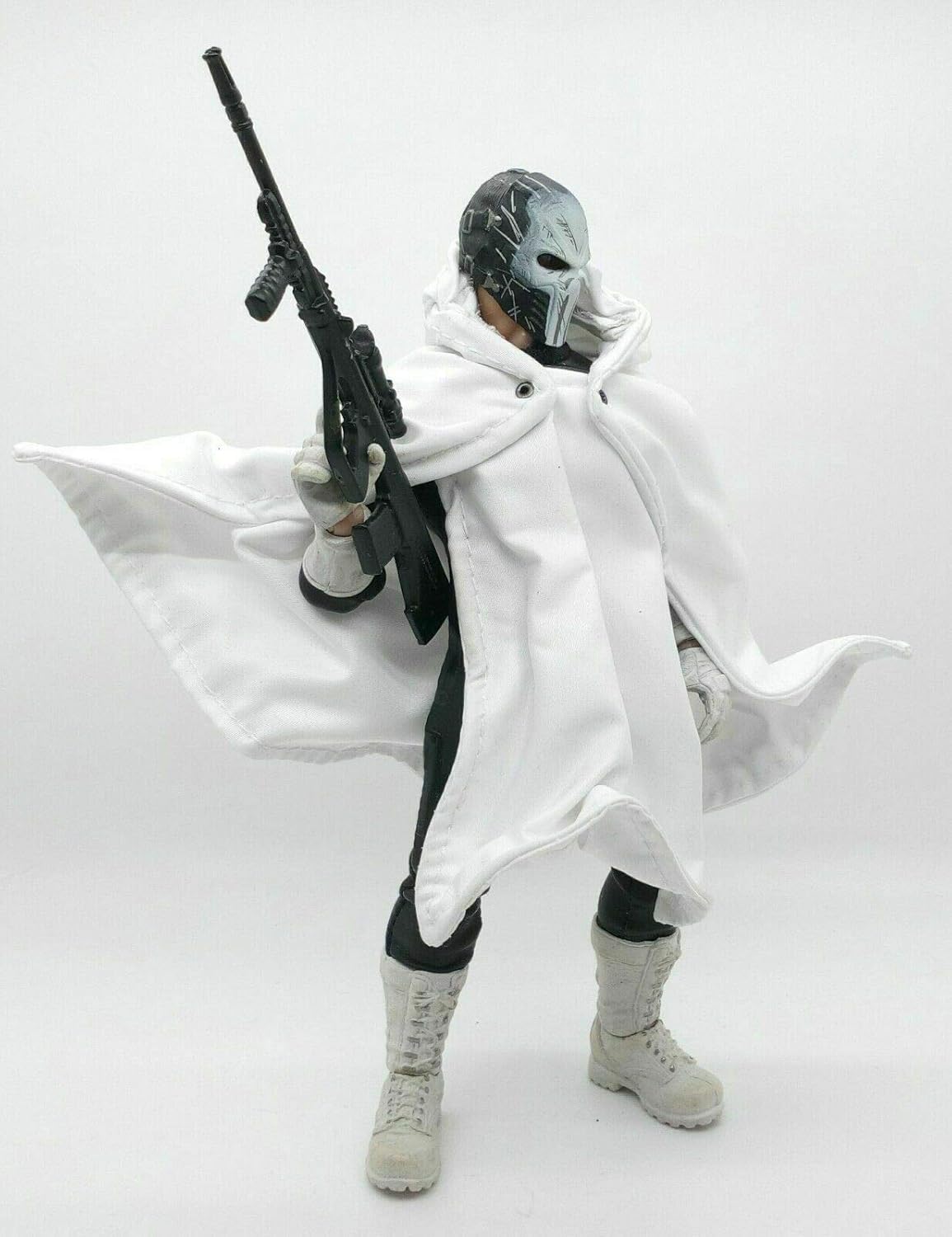 1/12 Scale Miniature Custom Handmade White Tactical Hooded Poncho for Marvel Legends Mezco Punisher Figure