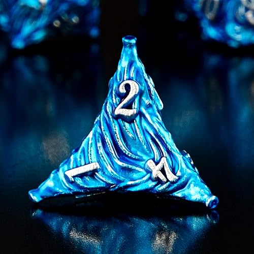 Miniatura 7 de Joylord Juego de dados de metal para Dungeons and Dragons Vortex Design D&D, dados poliédricos hechos a mano RPG D y D, juegos de rol D20 D12 D10 D8