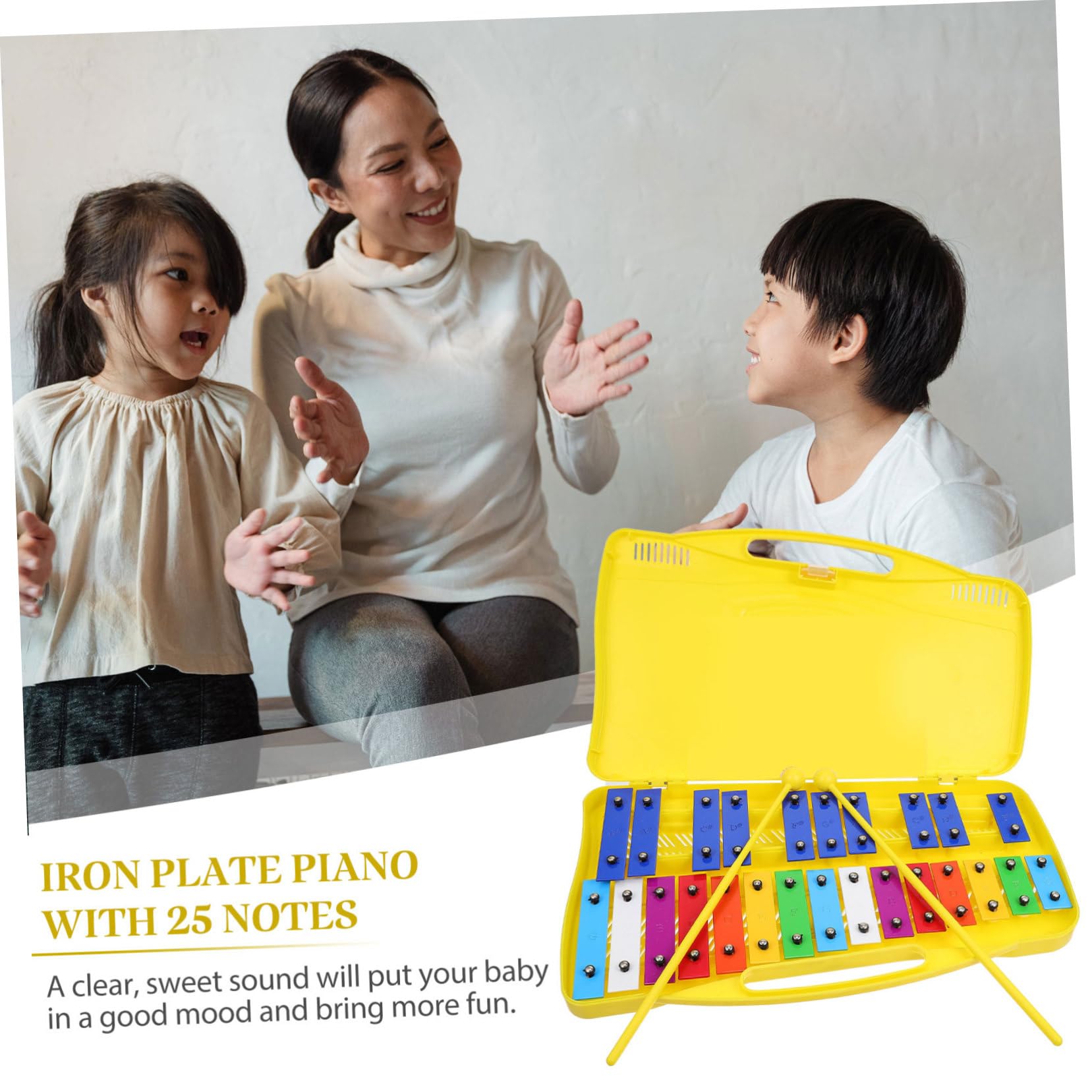 Metallofono 25 Note in Ferro, Blu per Ragazzo Ragazza | Tavola in Plastico, Suono Chiaro, per Scuola Media e Orff, Strumento Musicale per Bimbo