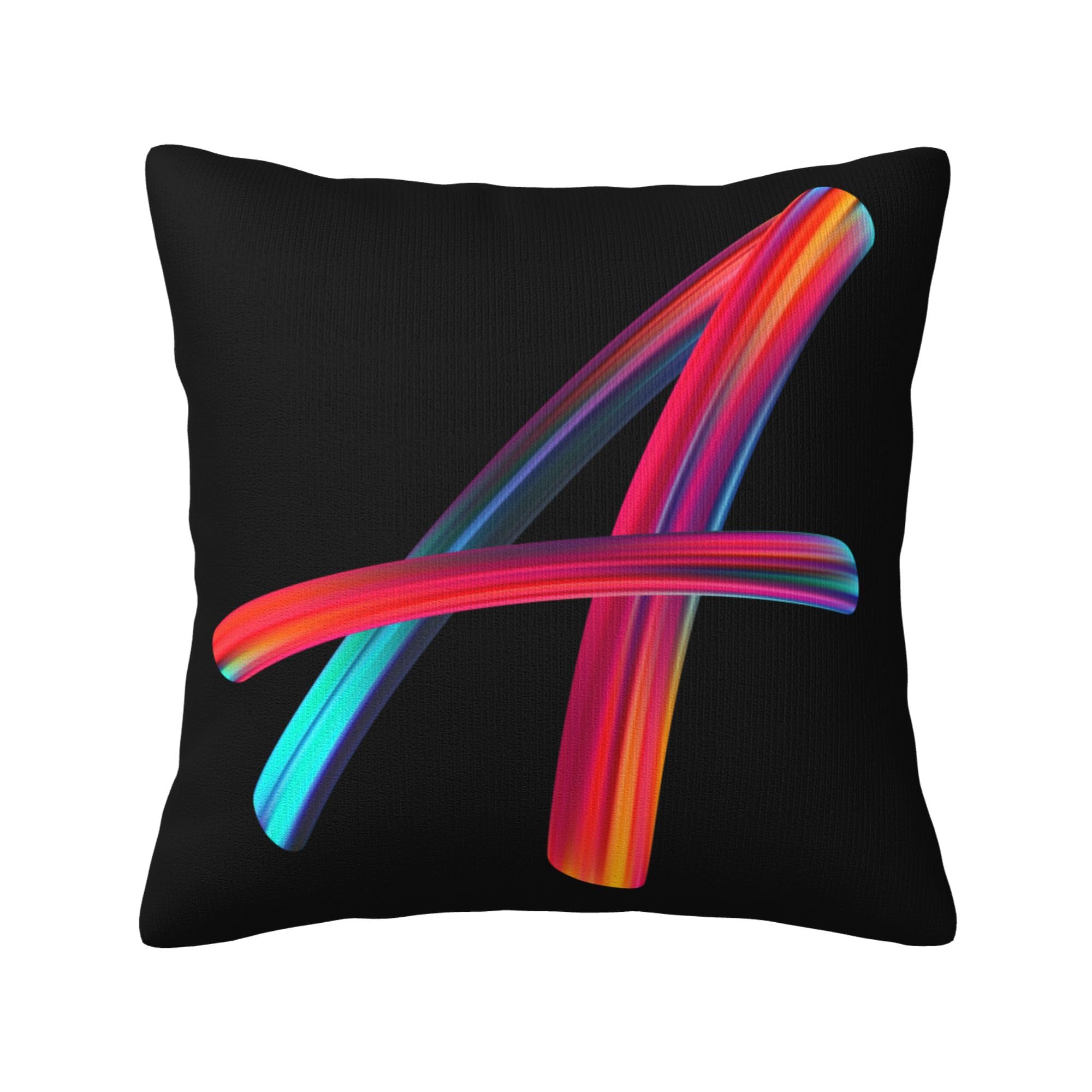 Letter Style Square Throw Pillow Covers 18 x 18 Inch, Novelty Colorful Initial Letter Design Pillowcase Decorative Cushion Cover for Bedroom Office