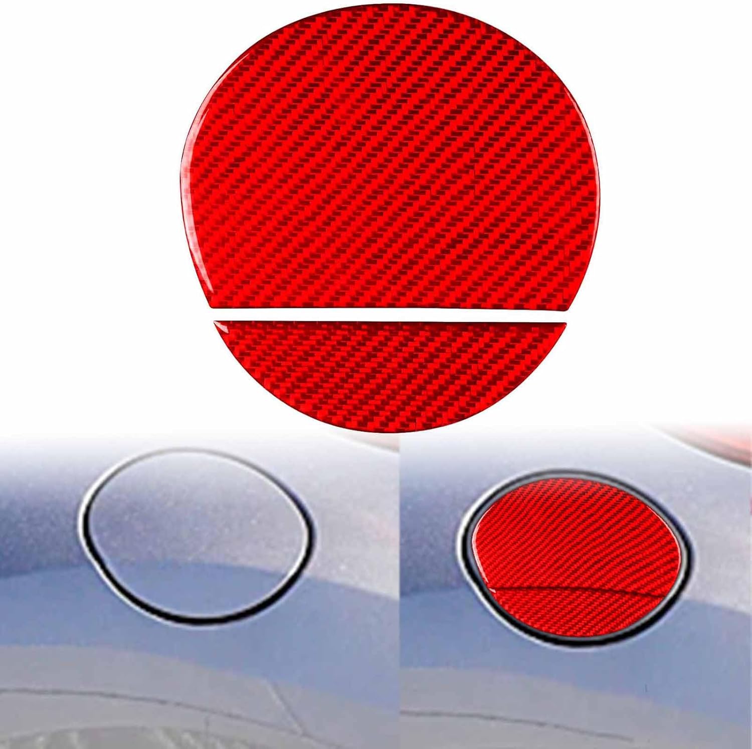 Generic Real Carbon Fiber Gas Cap Trim Frame Sticker Exterior Trim Accessories Cover Compatible with Hyundai Veloster 2012 2013 2014 2015 2016 2017 Red, HV5765