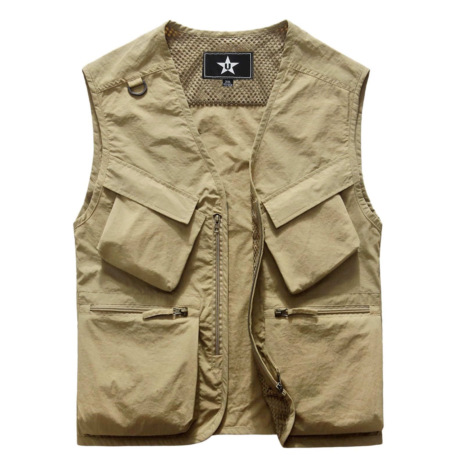 Canotta Termica Uomo-Gilet da Uomo Senza Maniche Multitasche per Sport per Il Tempo Libero Plus Size Gilet da Tinta Unita Americano Canottiere da Palestra