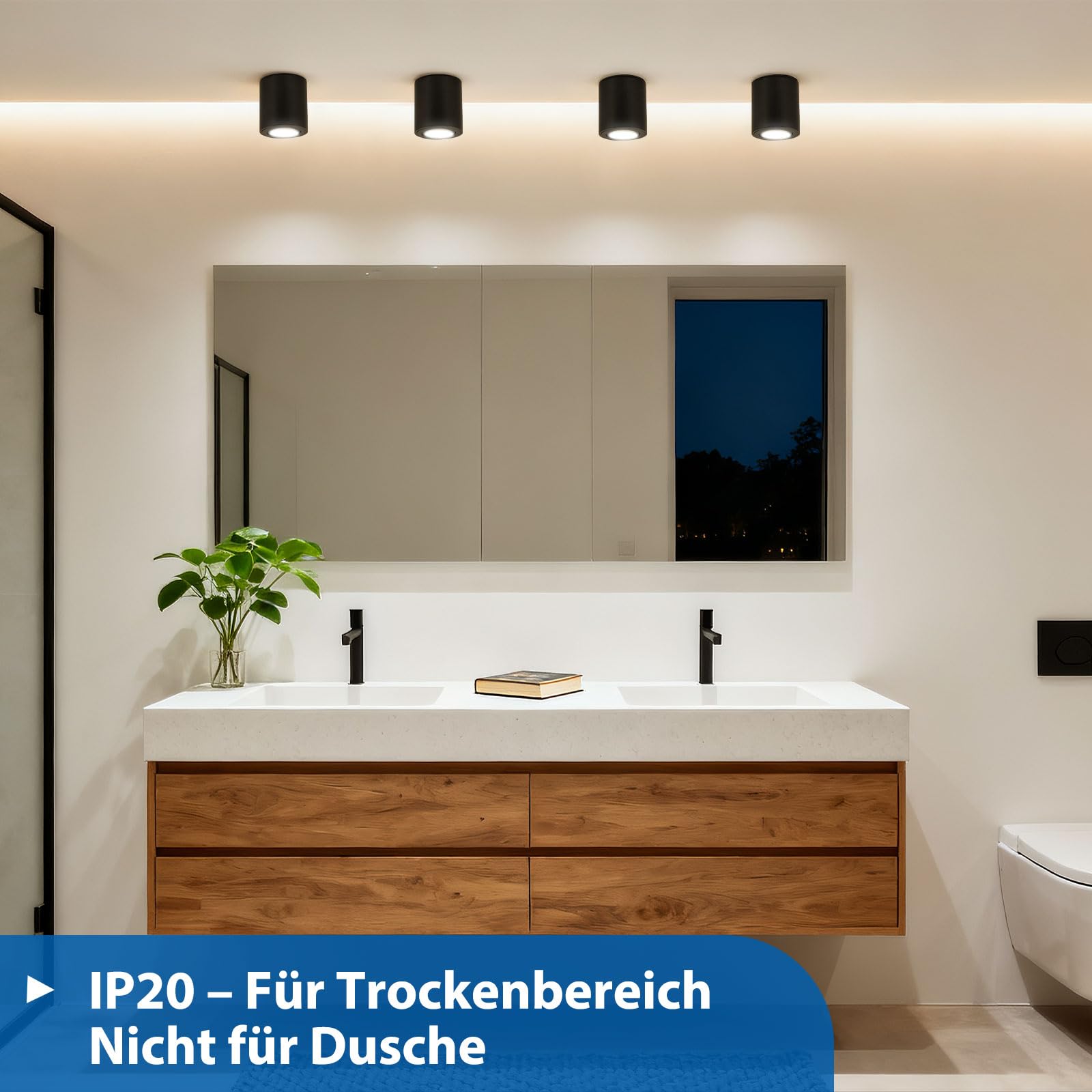 ZIZZLER 6 Stück Aufbauspot Schwarz für Flur Küche Badezimmer, Drei Farbtemperaturen 6.5W Deckenspot Led Spot Aufputz Schwenkbar, Alu Aufbaustrahler, Deckenstrahler, Ceiling Downlights