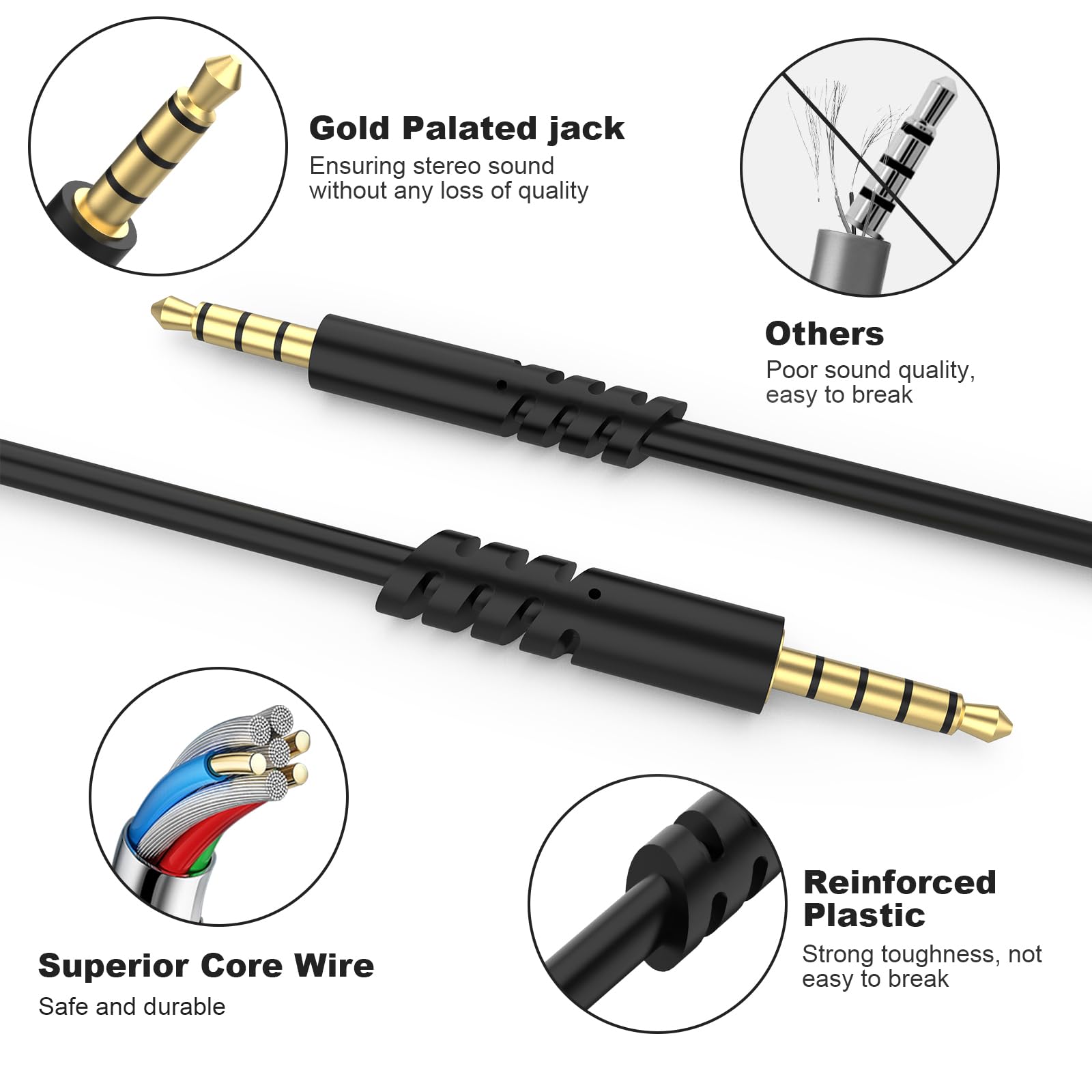 Câble Audio De Rechange Avec Microphone En Ligne Et Contrôle Compatible