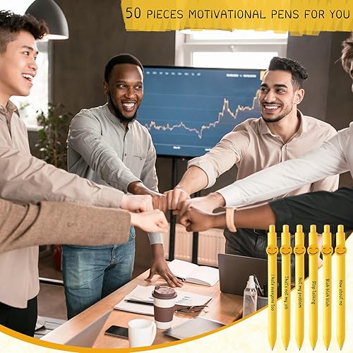 Vista 13 de Fuutreo 50 unidades de regalos de agradecimiento a los empleados, bolígrafos inspiradores, citas motivacionales, bolígrafos con cara sonriente