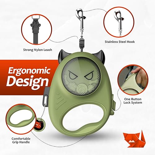 Miniatura 6 de Correa retráctil para perro, cinta de nailon fuerte de 13 pies, bloqueo automático, sin enredos, freno de un toque, agarre cómodo, divertido diseño