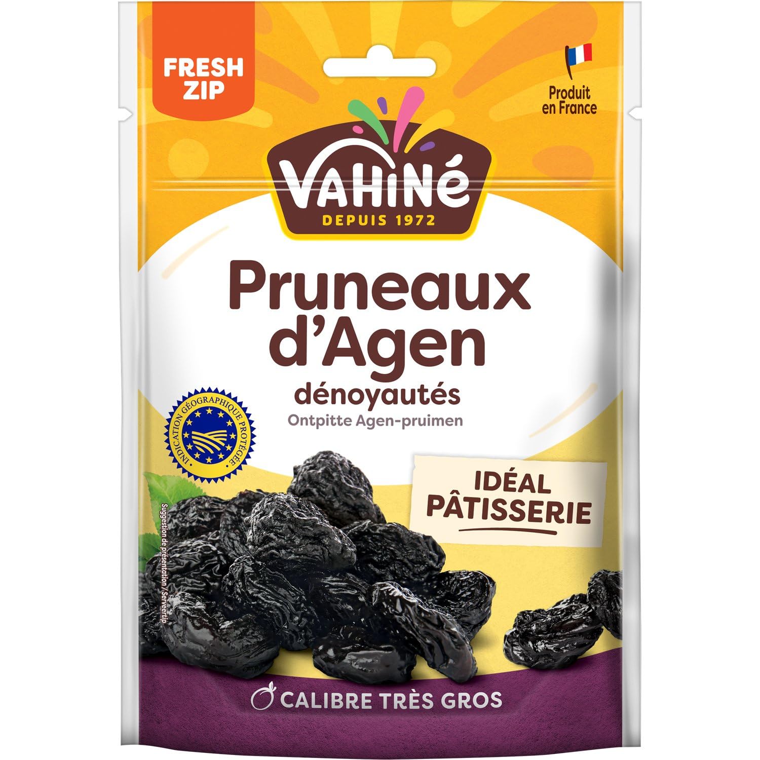 VAHINE - Pruneaux d'Agen Dénoyautés - Produit en France · Calibre Très Gros · Idéal Pâtisserie · Sachet Zip Refermable · Texture Moelleuse Rigoureusement Sélectionnés - le paquet de 250g - Le Lot De 3