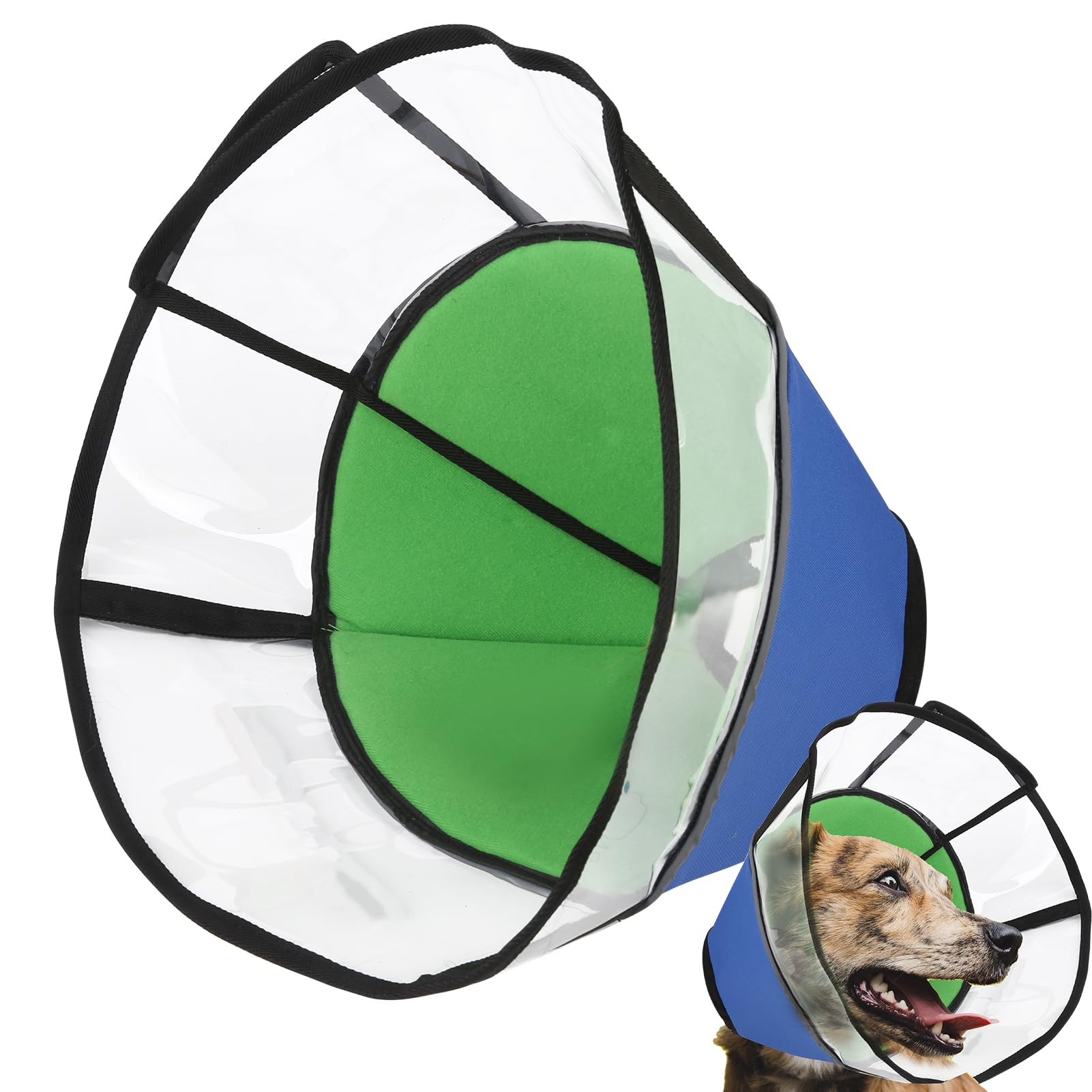 Collares y conos de recuperación de cono suave para perros medianos y grandes, cómodos collares para dejar de lamer, ajustables, collares de perro para recuperación (contiene PVC)