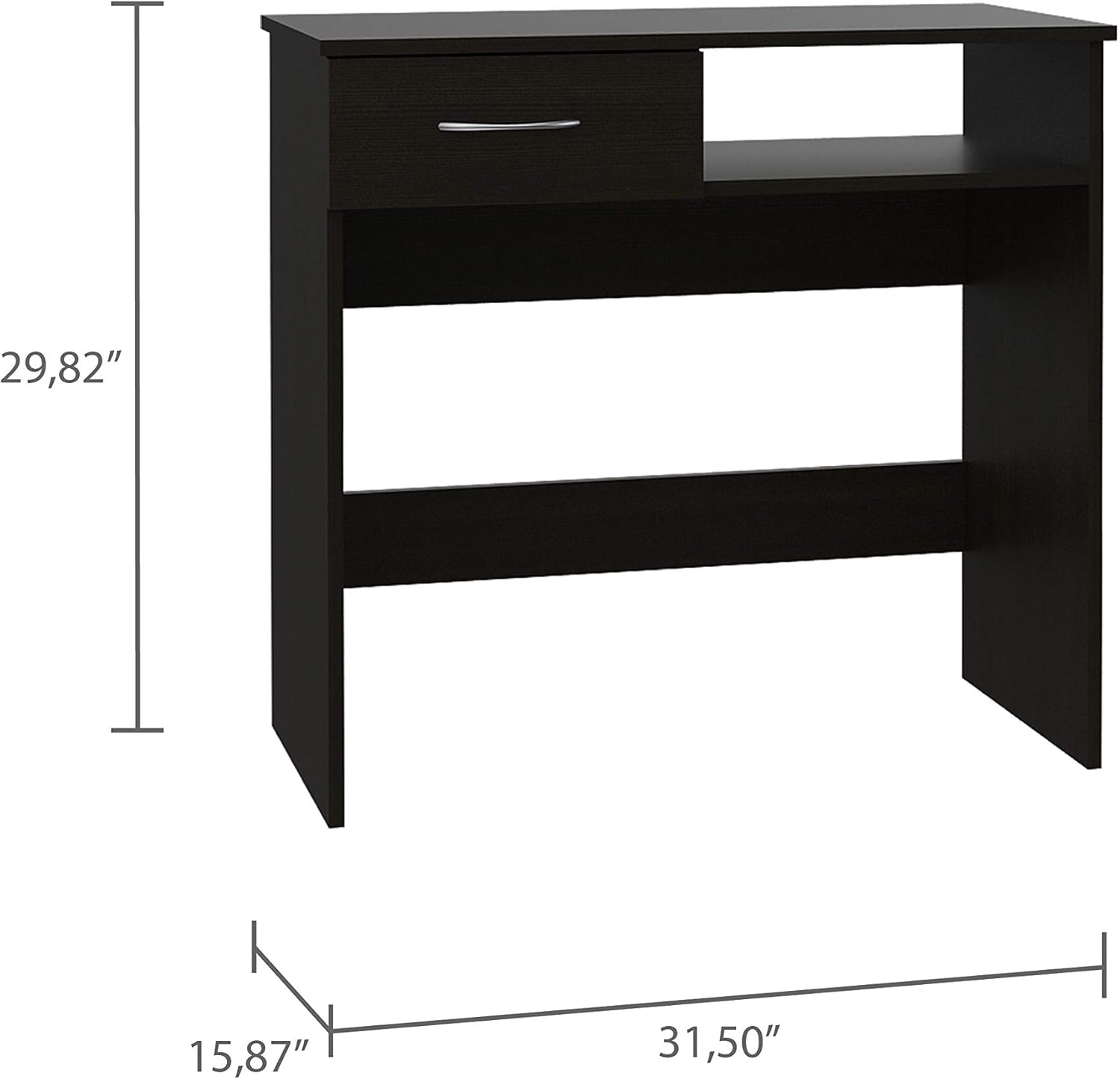 Treia Home Office Set with Computer Desk and Free-Standing Bookcase, Black