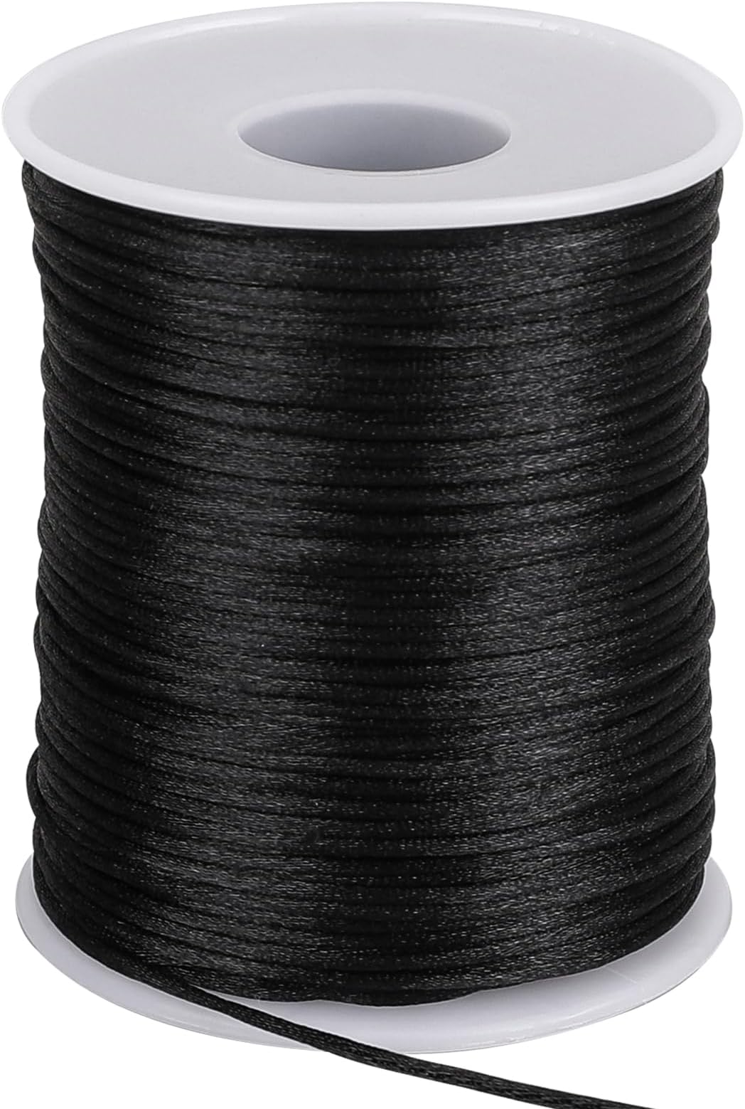 Black Nylon Cord 1.5mm X 110 Yards Satin String for Bracelet Jewelry Making Macrame Waxed Trim Cord Multi-Use Silk Cord for Braided Beading, Necklaces, Macrame Craft, Wind Chime Making