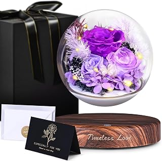 ASPMIZ Valentine's Day Magnetic Levitation Preserved Rose - Romantic Valentine Gift with LED-Light Rotating Flower Sphere, Luxury Box with Gold Ribbon & Love Note for Her