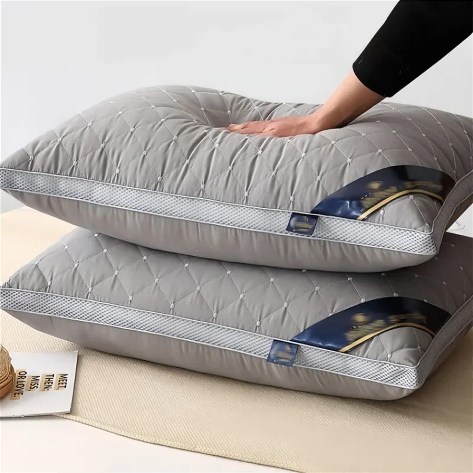 Almohada ortopédica para apoyo cervical y ayuda al sueño, alta resistencia, núcleo no colapso, almohada individual para uso doméstico/dormitorio/hotel