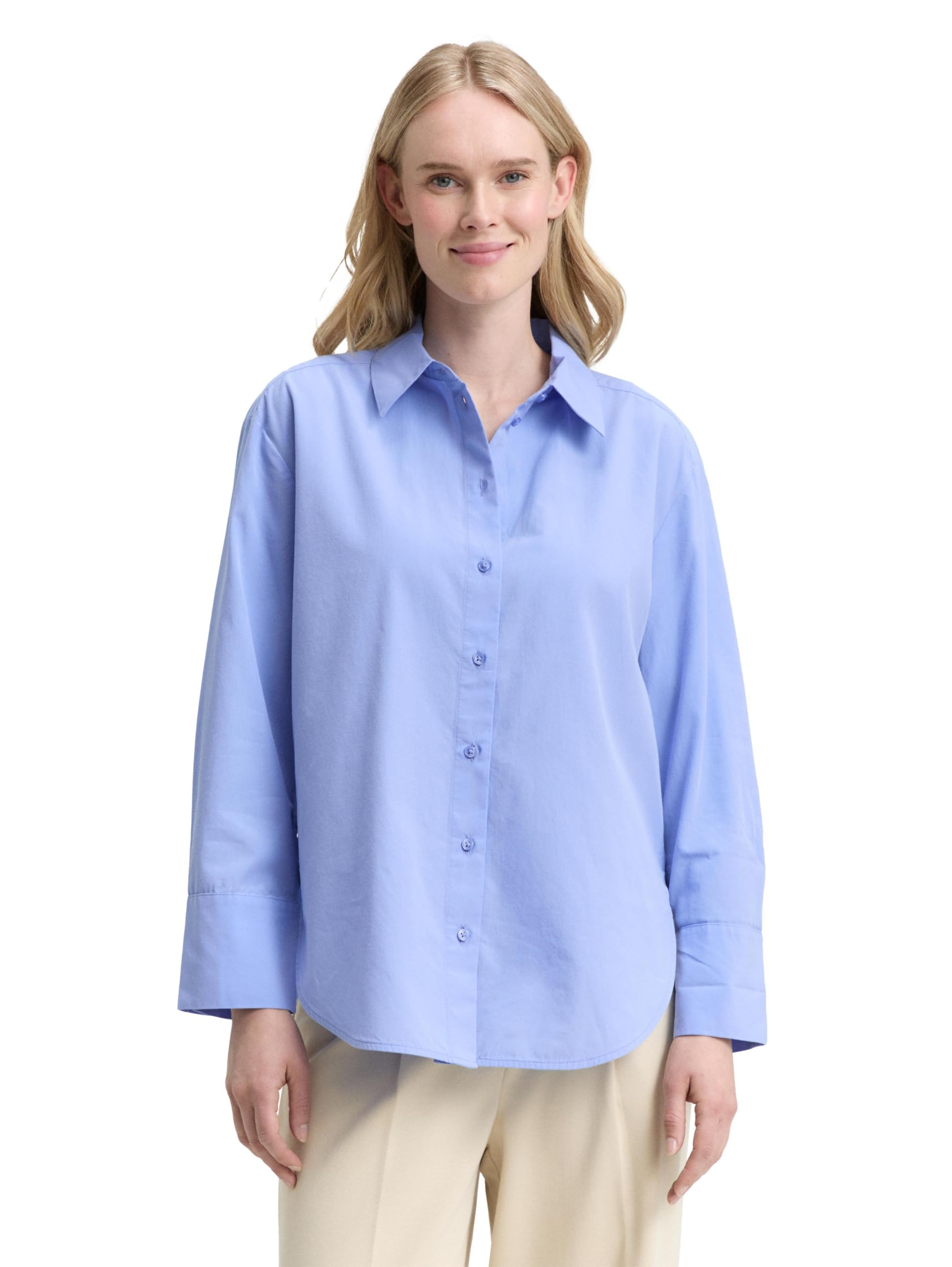 Tom Tailor Damen 1048319 Loose Fit Popeline Hemdbluse (1er Pack)