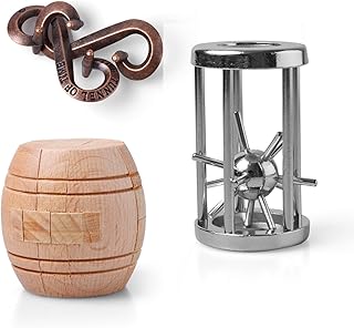 EJOYFL Brain Teaser Puzzle Unlock Interlock Puzzle IQ Test Toy 3D Wooden and Metal Brain Teaser Toy Puzzles for Kids Teen and Adults