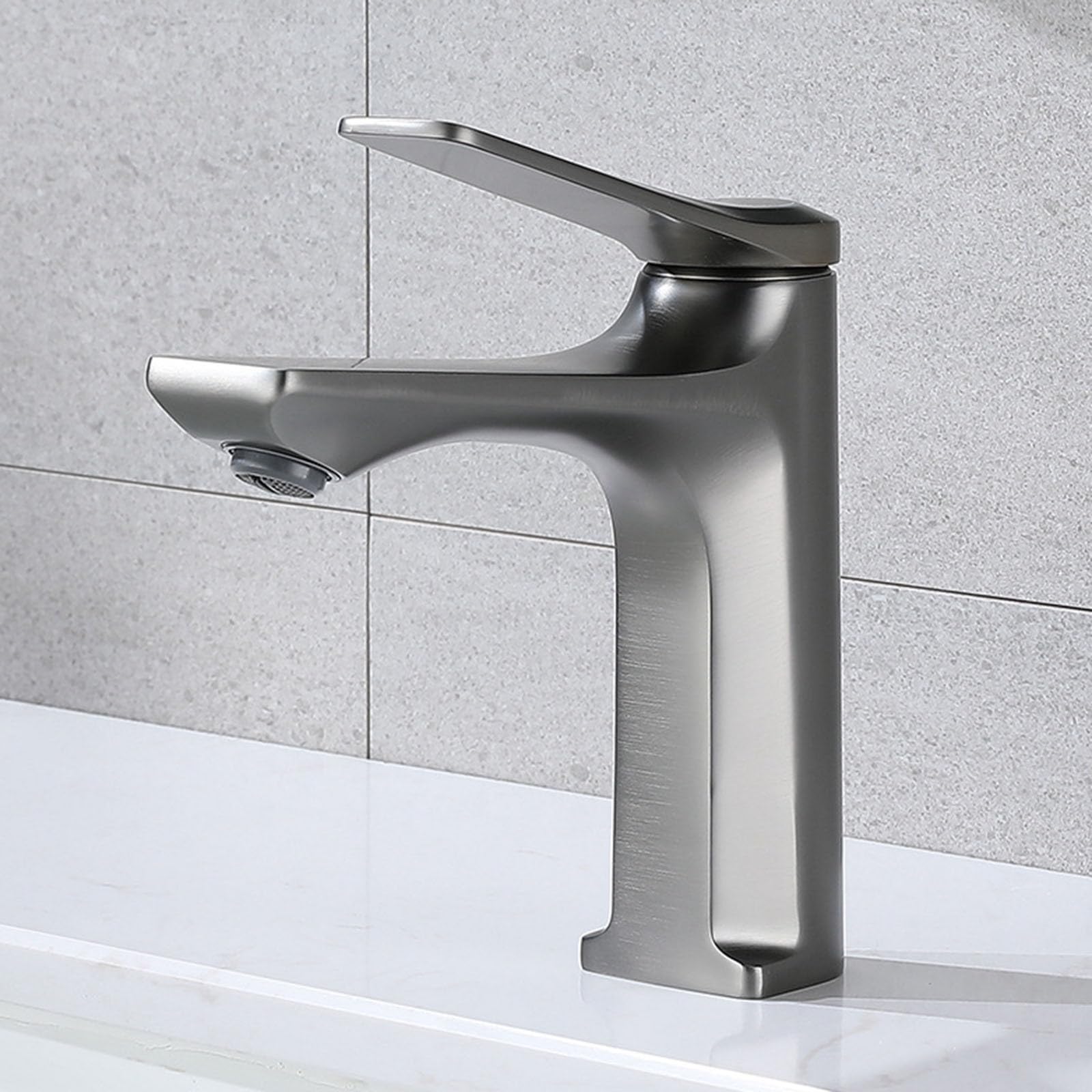 Grifo de Baño Moderno Grifos para Lavabos de Baño Laton agua Caliente y agua Fria Gris Pistola