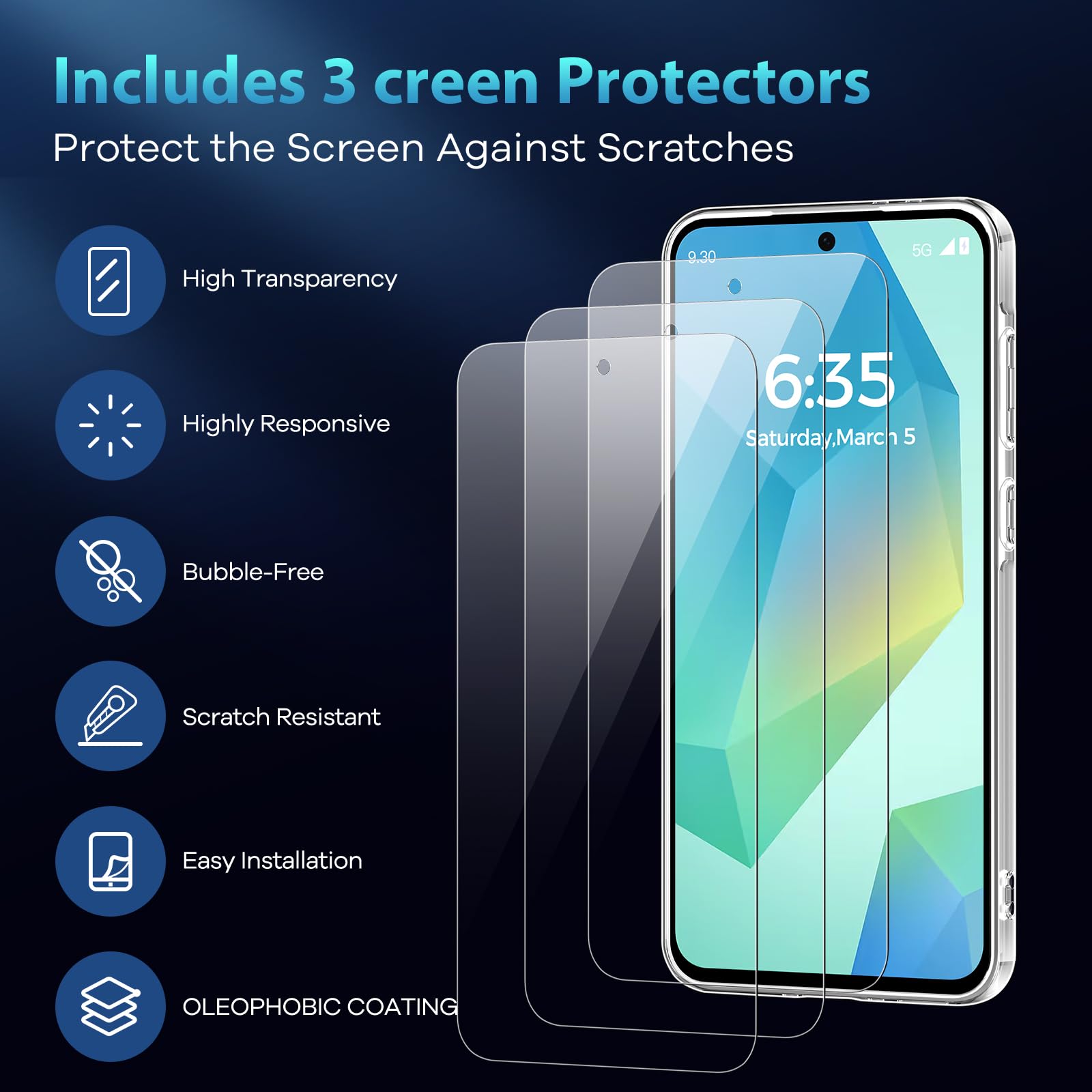 caslord Custodia per Samsung Galaxy A56 5G con 3 Vetri Temperati, Custodia Protettiva Antigiallo Antiurto Antigraffio, Custodia Protettiva in Silicone TPU Trasparente per Galaxy A56, Trasparente
