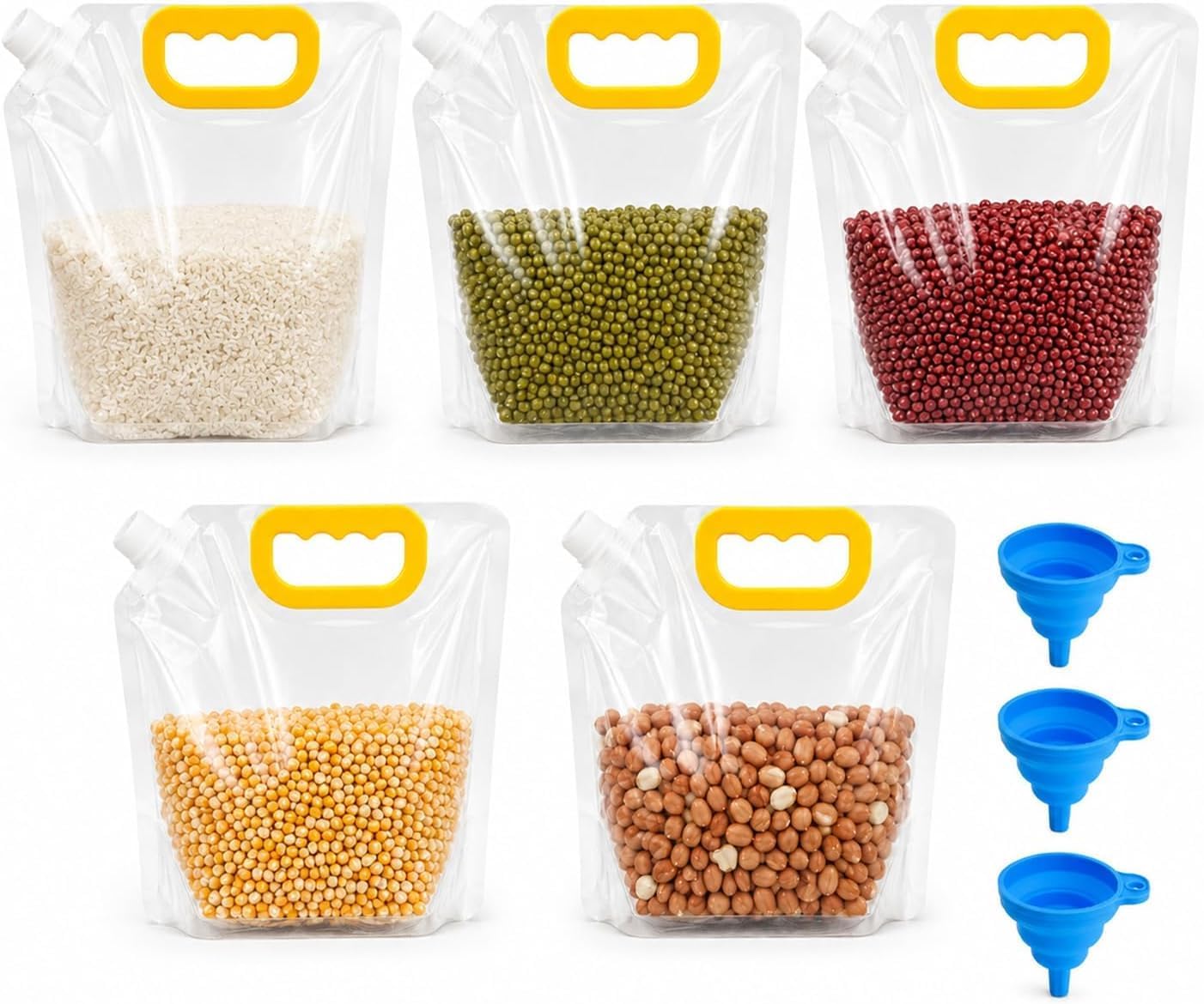 5PCS Airtight Grain Storage Bags with Handle,Food Storage Bags Grain Moisture,Large Capacity Cereal Bag,Reusable Rice Food Sealed Container,Moisture-Proof Dry Goods Sealing Stand-Up Leak Proof