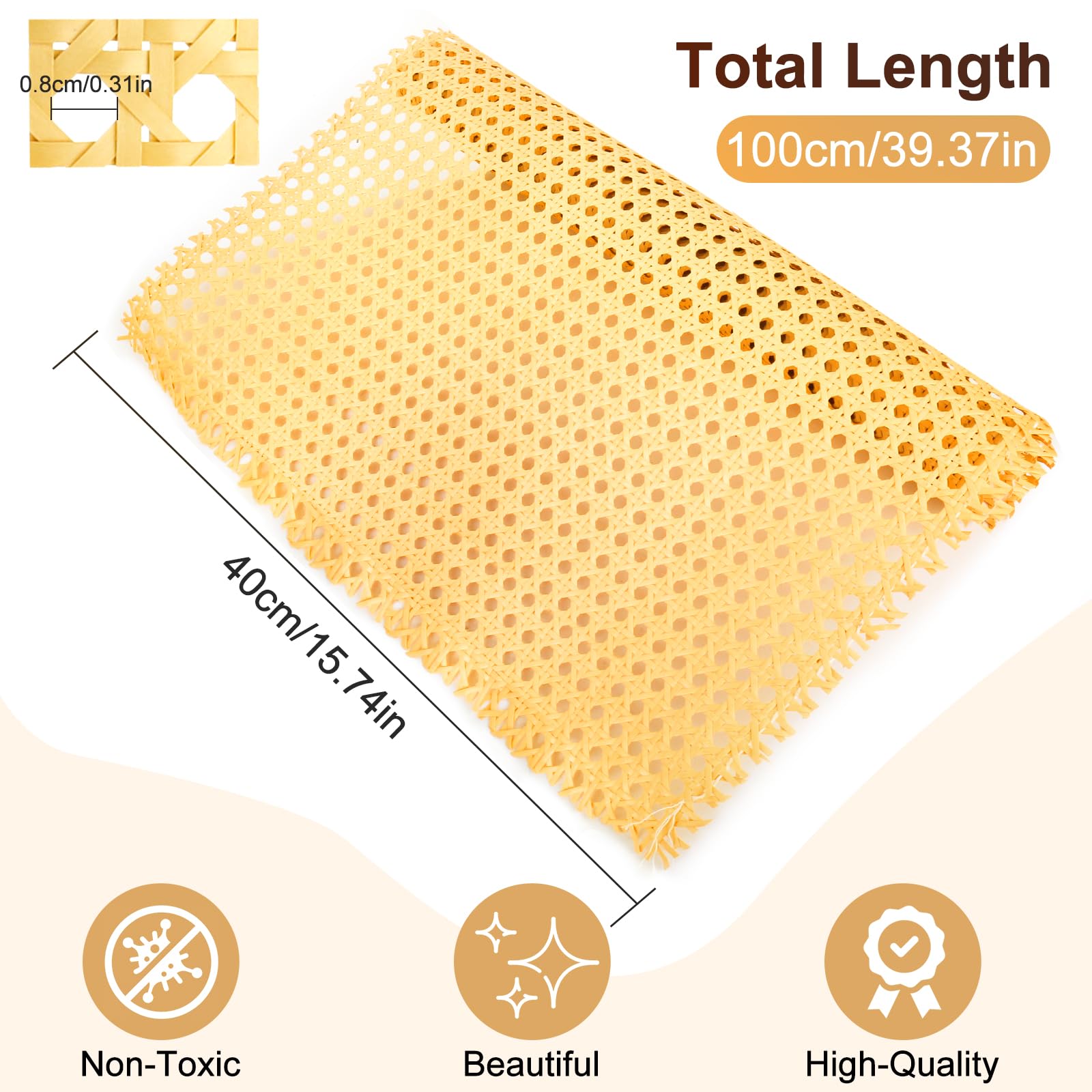 1 Rotolo di Nastro in Rattan, 40 X 100 cm, In Vimini, Decorazione per Sedie in Rattan Intrecciato, Impermeabile, per Mobili Fai da Te, Sedie E Armadi