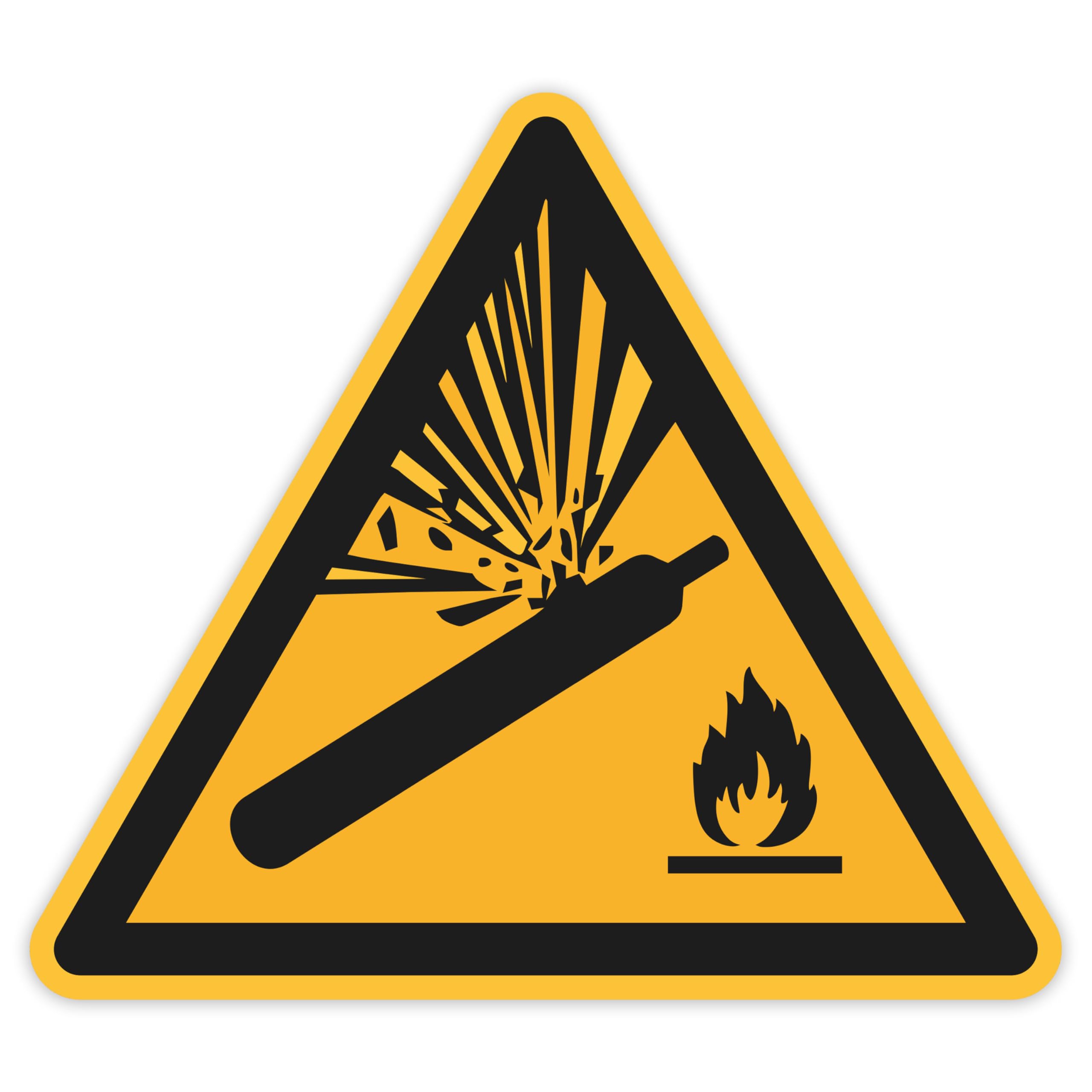 Schild Warnzeichen 150mm - DIN EN ISO 7010 - ASR A1.3 - Für Innen und Aussen - 15cm - PVC Aufkleber - selbstklebend (25, W029 Warnung vor Gasflaschen)