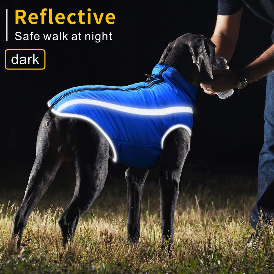 Idepet Manteau de Chien imperméable Veste Chaude d'hiver, vêtements pour Animaux de Compagnie Coupe-Vent Tenue de Veste de Chien pour Petits Chiens de Taille Moyenne avec Trou de Harnais XL-6XL