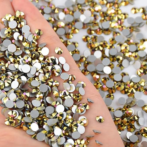 Miniatura 9 de Katfan 1440 diamantes de imitación de cristal con parte trasera plana gemas redondas piedras de diamantes de imitación iridiscentes para