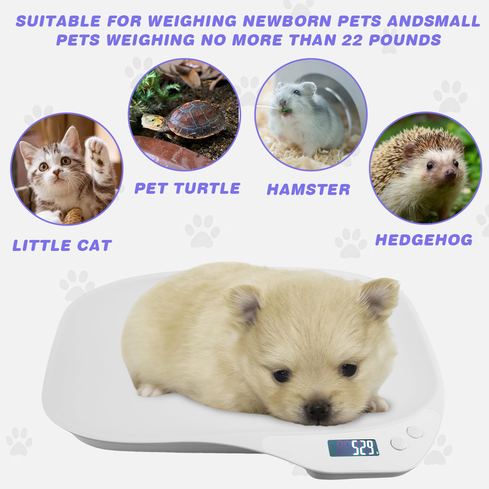balance et numérique pour animaux de compagnie : 15 kg (± 1 g) - Balance LCD avec 4 modes (kg/oz/lb/ml), idéale pour petits chats et chiens (36 x 26 cm)