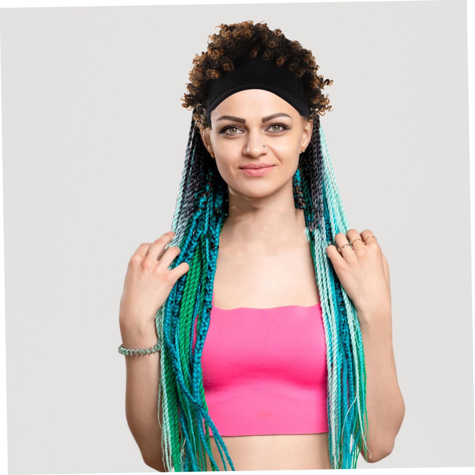 Afro Perücke mit Hut für Damen Realistische Locken Bequem und Pflegeleicht für Partys und Cosplay aus Hochwertigem Hitzebeständigem Material für Kopfgrößen Geeignet