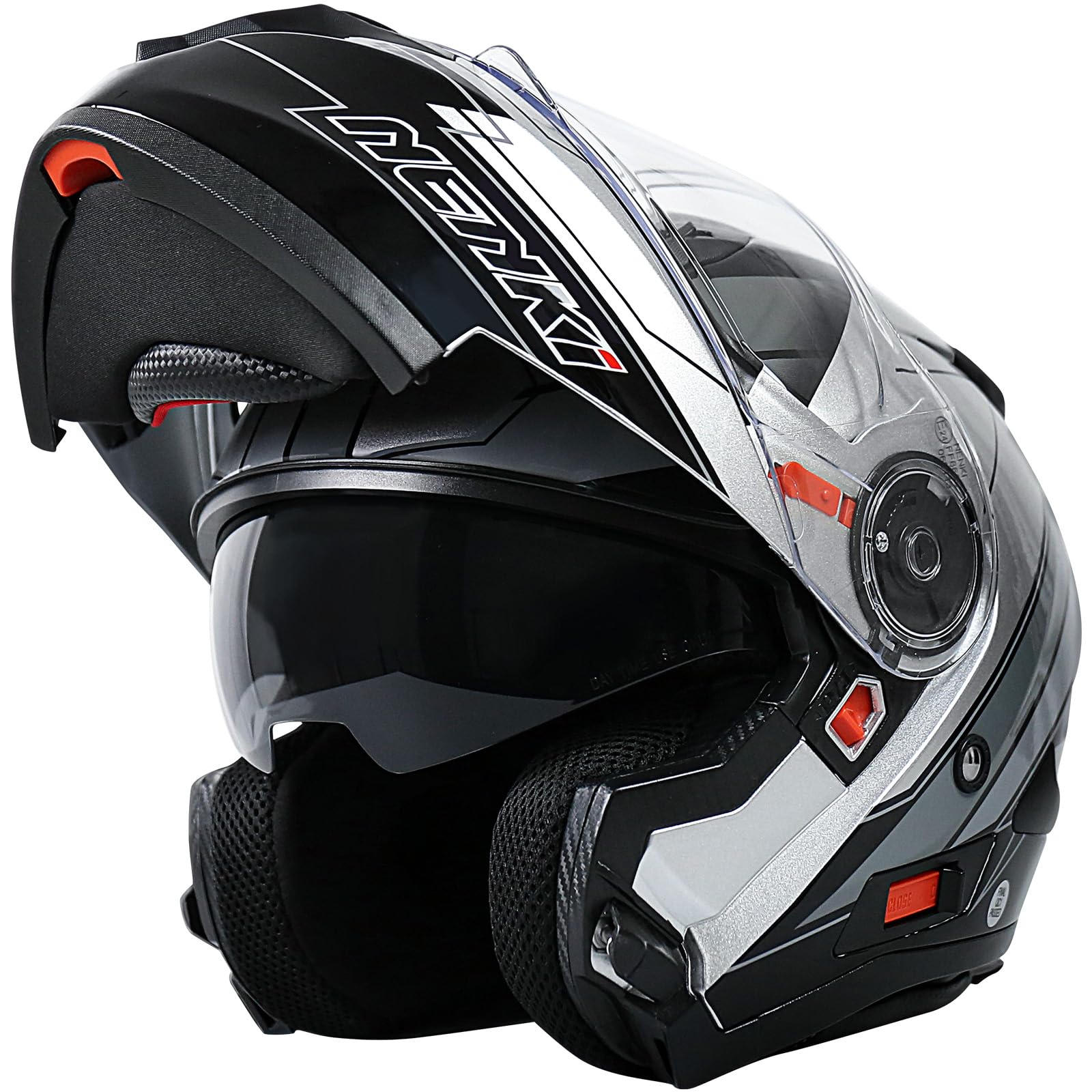 Klapphelm Integralhelm Motorradhelm mit Sonnenblende und Visier, ABS-Schale, ECE 22.06, M-XXL