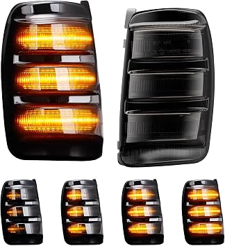 مصابيح إشارة الانعطاف ذات المرآة الجانبية LED متوافقة مع Transit-150/250/350/350HD 2015-2023 وE-Transit 2022-2024 - مصابيح وميض المرآة الجانبية 2 قطعة عدسة دخان