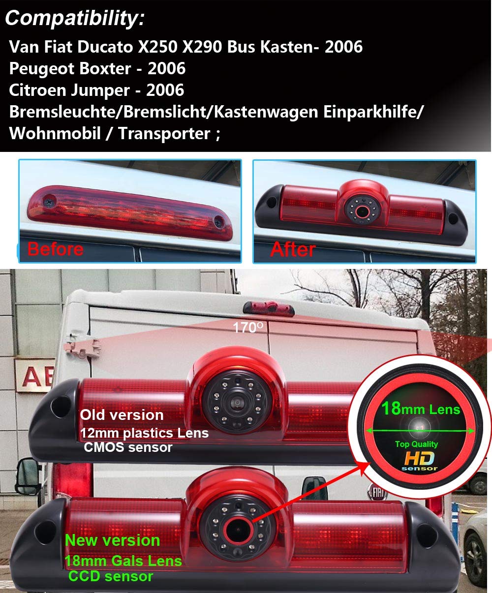 〔7‘’ Monitor LCD + Obiettivo 18mm alta qualità Telecamera posteriore 〕sostituzione per Fiat Ducato X250/Peugeot Boxter III AVIS AVS325CPR/Citroen Jumper/Dodge