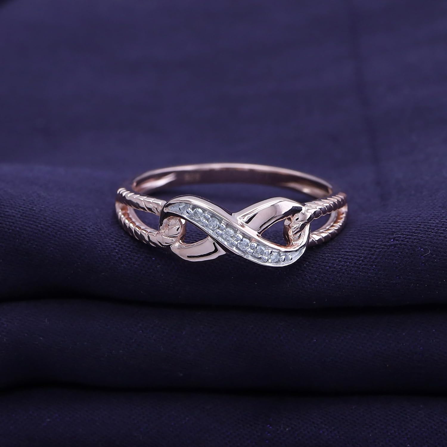 Round Cut White Natural Diamond Infinity Rope Ring Jewelry For Women in 14k Gold Over Sterling Silver (0.03 Cttw, Color- I-J, Clarity- I2-I3)