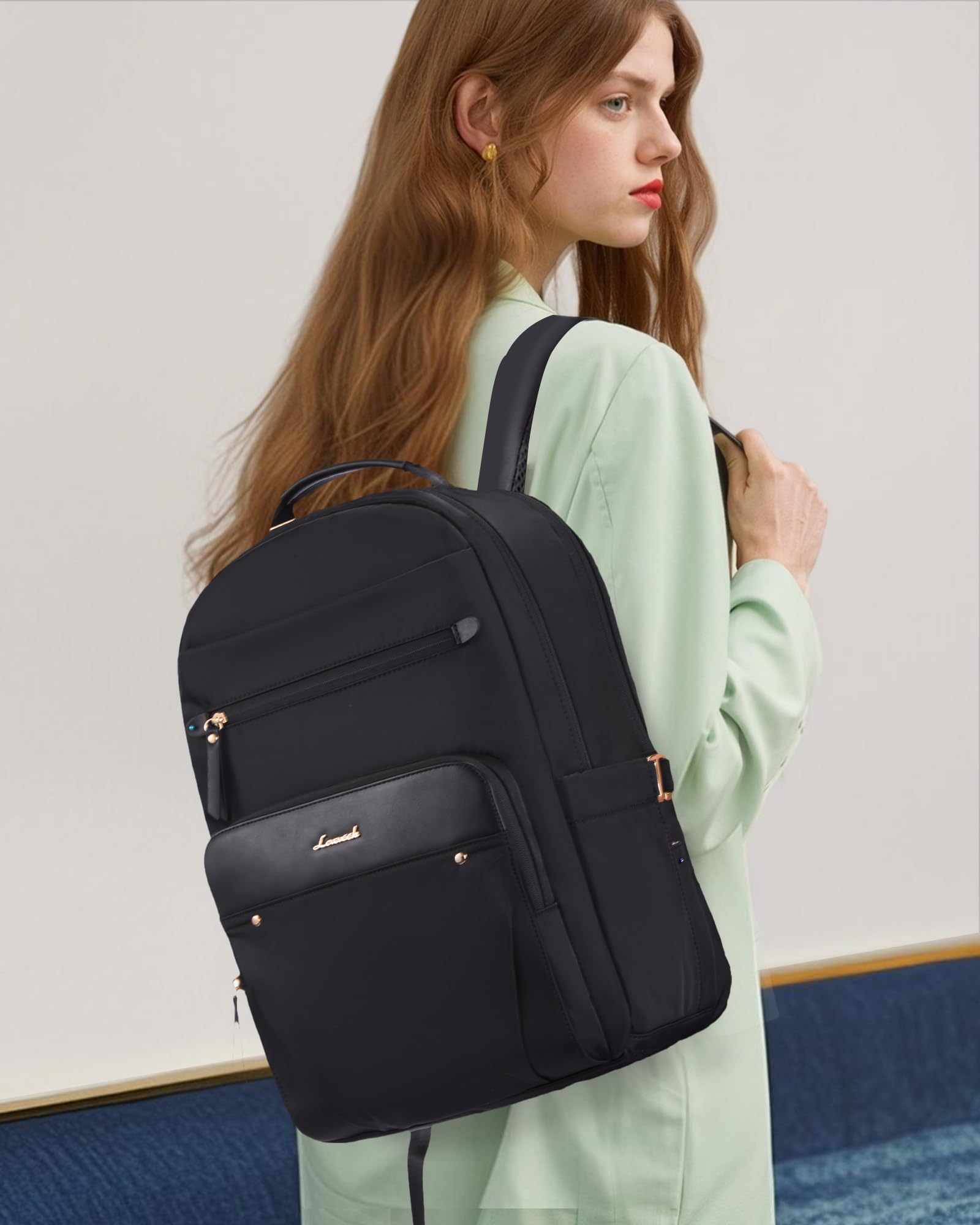 LOVEVOOK Sac à dos pour ordinateur portable et femme - Étanche - Pour le travail, l'école, l'université, les voyages