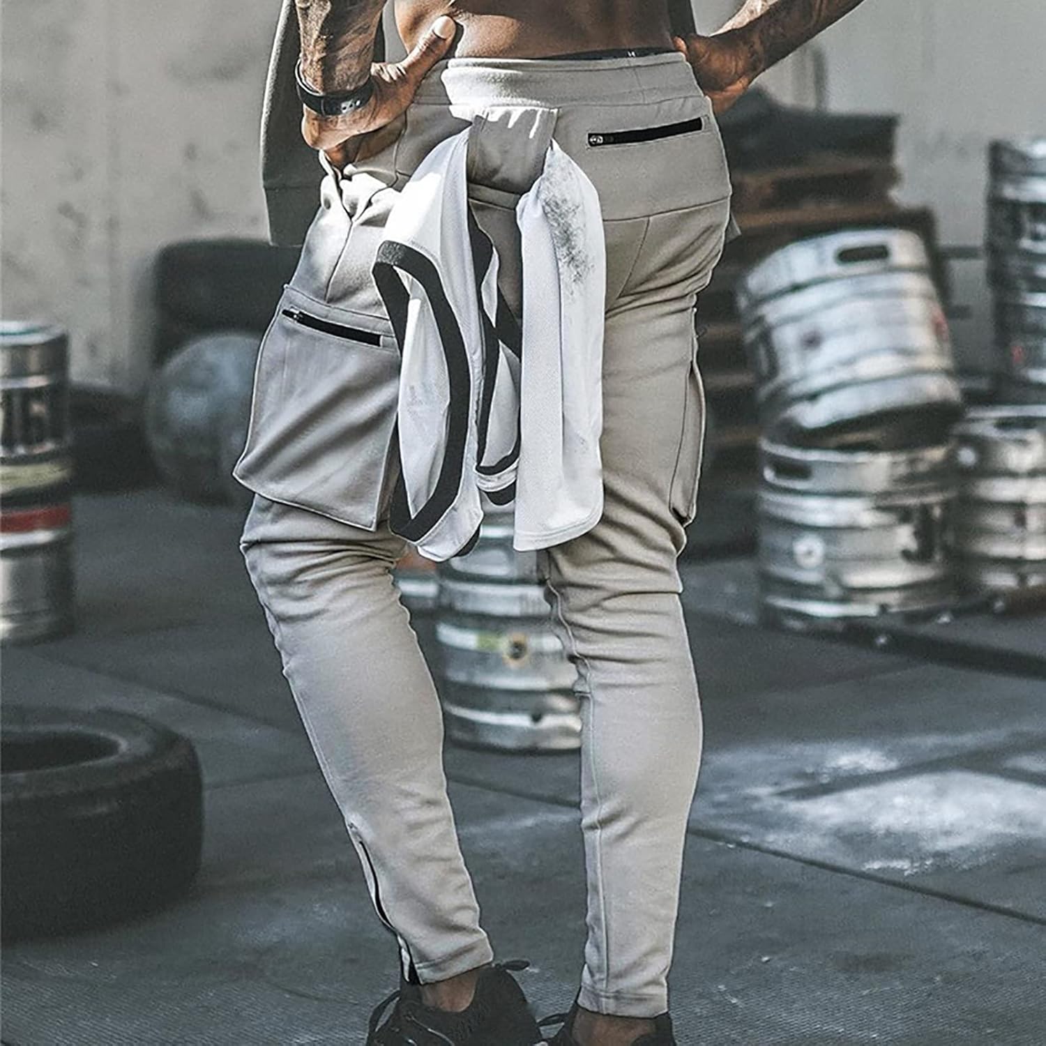 MECH-ENG Men's Active Tack Jogger Pants Fitness Tapered Sweatpants Slim Fit Trousers with Zipper Pockets - Image 5