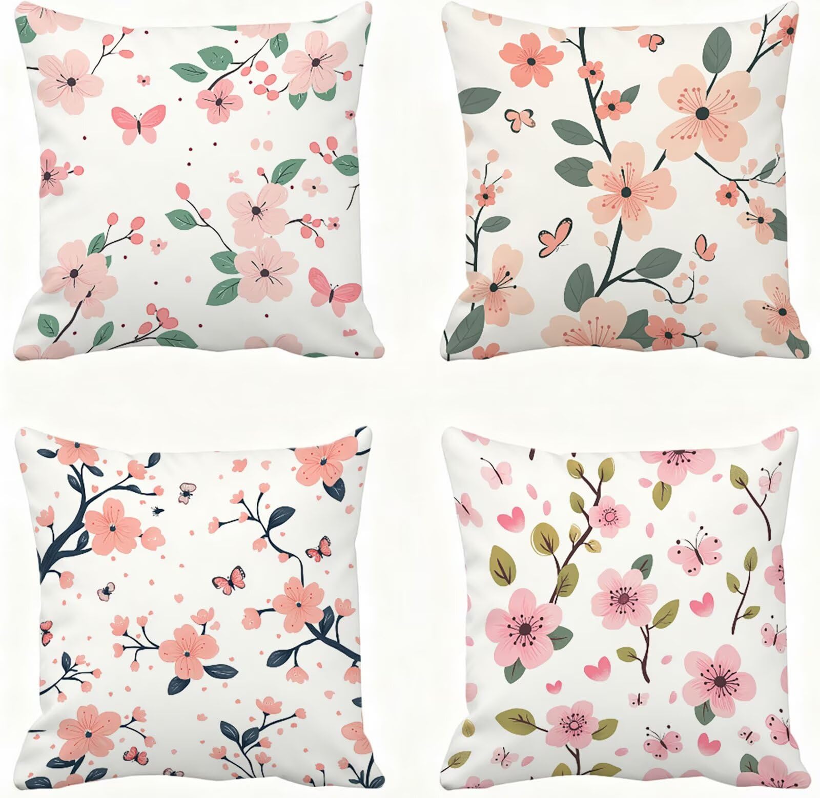 Rosa Funda Cojin 60x60 Flor Funda Almohada 60x60 Cojines Sofa Súper Suave Fundas Cojines Decorativos Fundas Almohadas 4 Piezas Almohada Cervicales y Cuello, para Hogar Cama Salon Decoracion E - 853