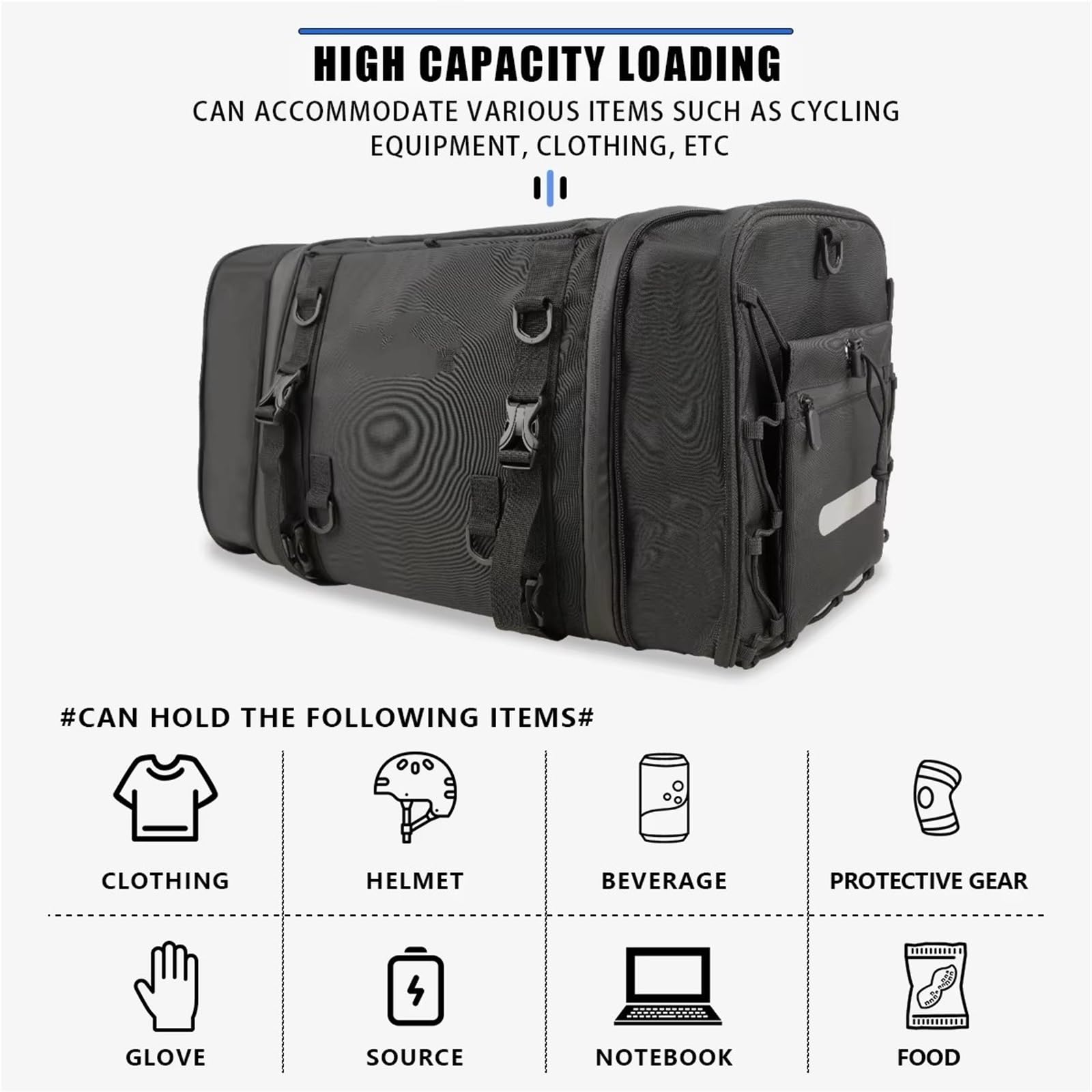 Moto Sacoche Selle Sacoche De Selle Arrière Moto Étanche En PVC 40 À 60 L Durable Et Sèche Accessoire Pour Siège D'extérieur