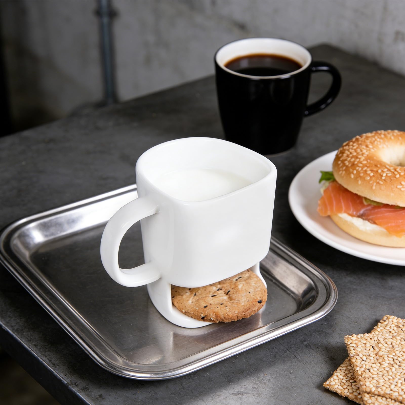 BESPORTBLE 2er-Set Keramikbecher mit Fach – 225 ml Frühstücksmilchbecher mit Kekshalter – Kaffeebecher für Feste und Weihnachten