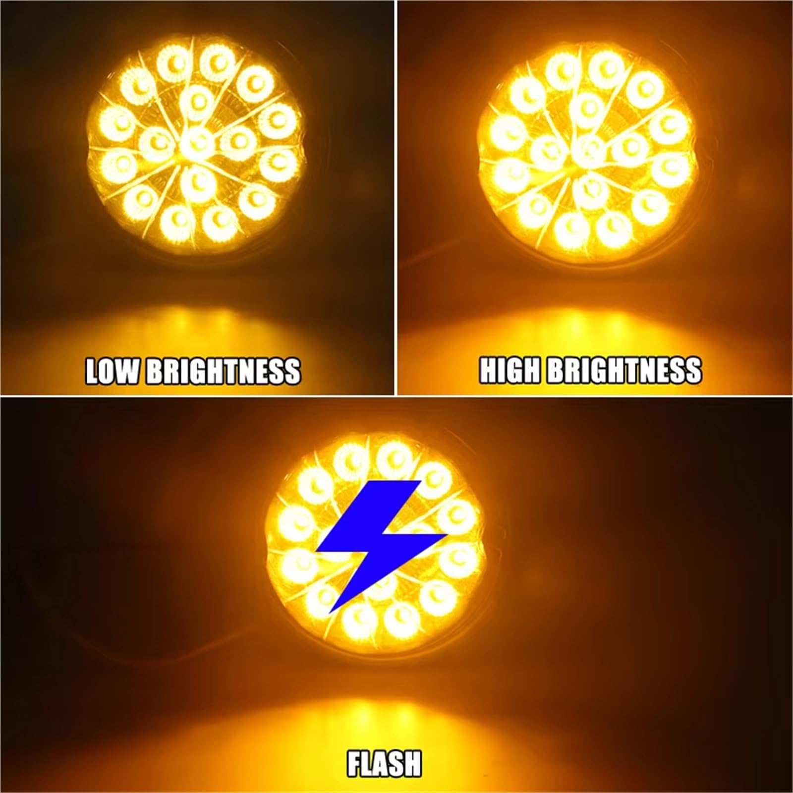 Intermitente lateral Luz LED Posición Lateral Lente Transparente Domo Externo Indicador Señal Giro Camión Remolque Advertencia Intermitente Marcador lateral(2pcs Yellow Light)
