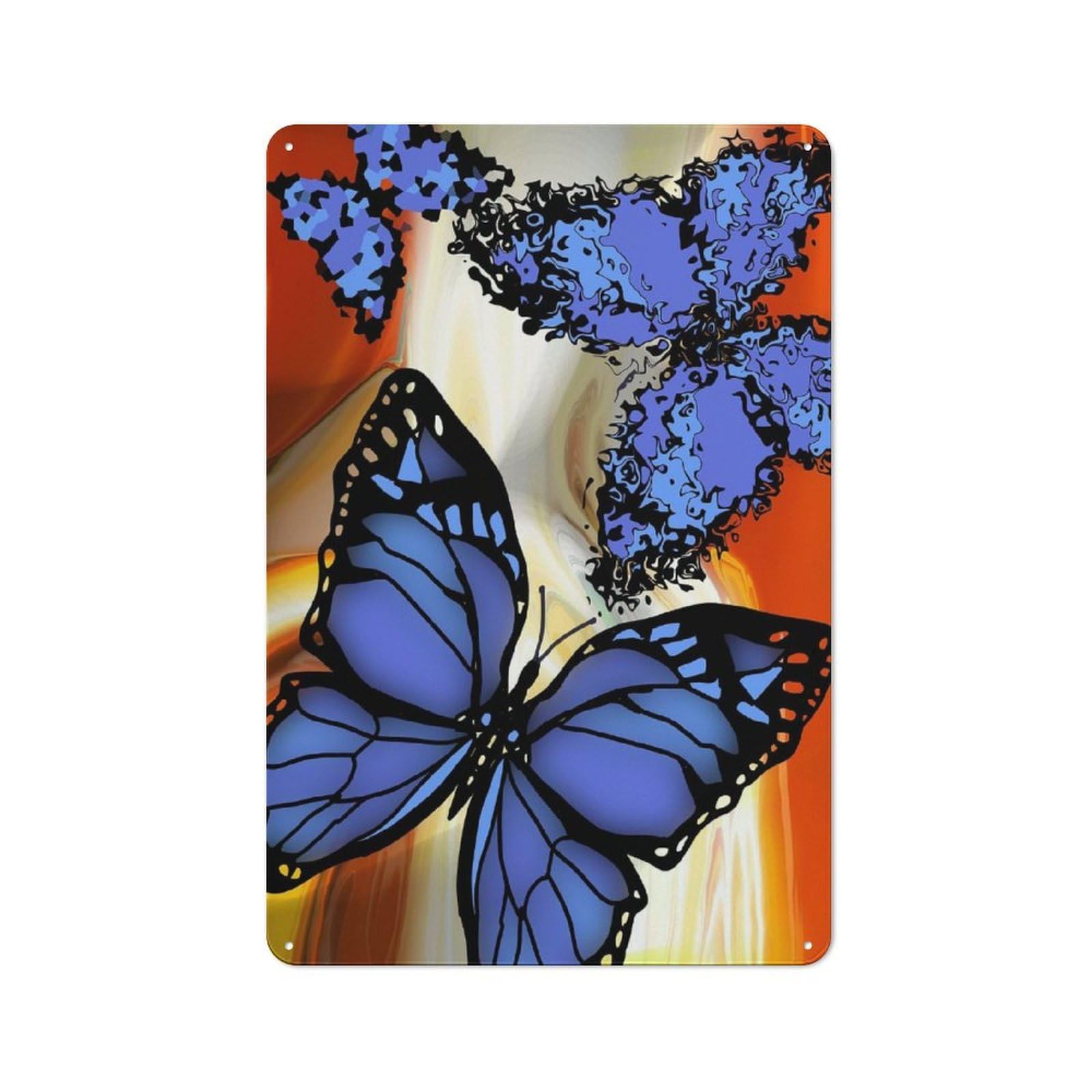 Junmoney Blue Butterflies For Garden Room Or Summerhouse, Rustic Tin Sign 30X20cm, Wall Decor For Garden Rooms And Summerhouses